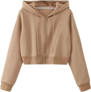 Bulk Wholesale Women Casual Winter Wear Hoodie Plain Long Sleeve Zip Up Loose Fit Crop Hoodies Premium Apparel Manufacturer - Product Image 1