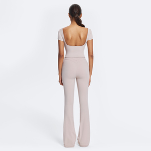 Conjunto de Yoga de 2 Piezas: Top Corto Rosa con Cuello Halter y Cierre de Cremallera, Leggings de Cintura Alta y Spandex de Longitud Completa, Sin Costuras, Elástico en 4 Direcciones, Transpirable - Product Image 5