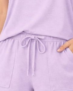 Conjunto de pijama de verano informal para mujer, camiseta de manga corta y pantalones cortos, mezcla de algodón suave y transpirable, conjunto de dos piezas. - Product Image 6