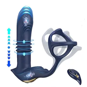 男性前列腺按摩器推力振动器肛门塞遥控延迟射精锁公鸡阴茎环肛门男性性玩具