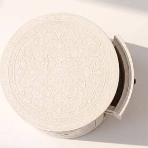 Mesa auxiliar con incrustaciones de hueso, diseño único y diferente para decoración de habitaciones, muebles para el hogar, mesas auxiliares elegantes disponibles. - Product Image 3