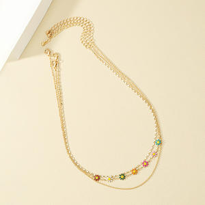 Versatile Temperament Multicolored Flower Dripping Oil Layered <b>Necklace</b> Set Cross-Border Accessories for <b>Fashionable</b> <b>Necklace</b> - Product Image 3