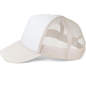 White and Trucker <b>Cap</b> Mesh Back Adjustable Unisex Baseball <b>Hat</b> Solid Color Casual Spring Summer 6-Panel Design - Product Image 3