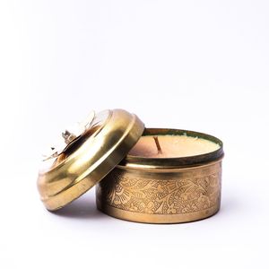 Handcrafted Luxury Metal Candle Bowl Engraved Pattern Decorative Candle Holder Jar Container For Wedding Event <b>Table</b> Decoration - Product Image 1
