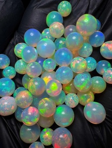 Opale de feu naturelle ronde cabochon, pierres précieuses lâches polies et calibrées pour la fabrication de bijoux - Product Image 3