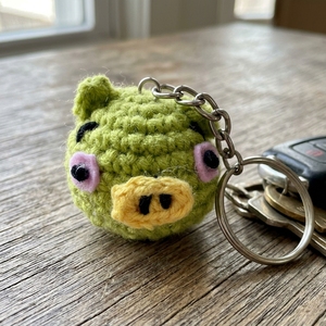 Handmade Crochet Pig Keychain Knitted Green Piglet Amigurumi Bag Charm Backpack Pendant Pure Art Setup Handcrafted <b>Key</b> <b>Ring</b> Gift - Product Image 6