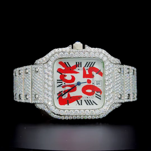 Montre de luxe à chiffres romains sertie de diamants - Montre pour homme en moissanite VVS - Bijoux personnalisés style streetwear en gros - Product Image 1