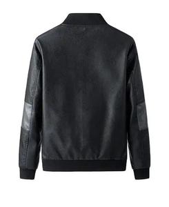 Chaqueta Bomber de Cuero Negra para Hombre, Manga Larga, Diseño con Bloques de Color, Resistente al Viento, Estilo Otoñal para Adultos AI-LJ-023 - Product Image 4