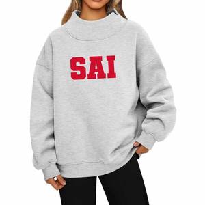 เสื้อสเวตเชิ้ตคอเต่าผู้หญิง SAI Private Label ปักอักษรเชนิลล์ Sigma / Alpha / Iota ทรงโอเวอร์ไซส์ ผ้าฝ้ายฟลีซ สไตล์มหาวิทยาลัย - Product Image 1