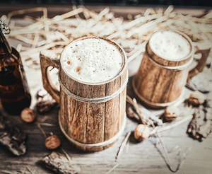 Mug à bière élégant en bois et argile, forme moderne, avec logo personnalisé imprimé, 400 ml, en provenance d'Inde, vente en gros - Product Image 6