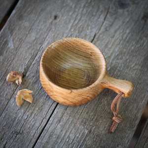 Taza de Café y Leche de Madera de Caucho Ecológica Moderna Personalizada al por Mayor, Taza de Té de Madera Hecha a Mano Redonda con Asa - Product Image 5