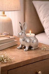 ที่วางเทียนรูปกระต่ายอะลูมิเนียมพรีเมียม ประติมากรรมกระต่ายตกแต่งบ้าน สำหรับตกแต่งคริสต์มาส ทำด้วยมือและทนทาน - Product Image 4