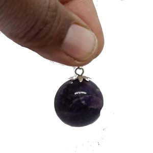 Colgante de Bola de Amatista de Cristal Natural Grabado, Colgante de Cristal de Moda de Gujarat - Para el Día de la Madre y Negocios - Product Image 5