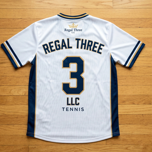 Camiseta de Tenis Regal Three LLC Unisex de Manga Corta, Sublimada, de Malla 100% Poliéster, Transpirable, con Cuello en V - Product Image 2