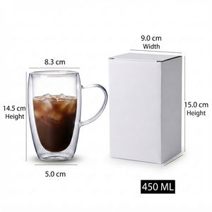 Private Label Reusable <b>Double</b> <b>Wall</b> Glass Coffee <b>Mug</b> for E-commerce Homeware Brands Promotional Campaigns Brand Hiking Graduation - Product Image 1