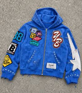 Sudadera con Capucha Unisex Teesso de Poliéster 100% Terry, Bordado de Letras, Antiencogimiento, Ajuste Regular, Azul Marino, Otoño, Venta al por Mayor ODM - Product Image 3