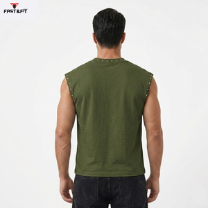 Débardeur de sport pour homme, personnalisé avec logo, de haute qualité, respirant, à séchage rapide, en coton, pour la musculation, la course à pied et la gym - Product Image 2