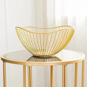 Gold Metal Fruit <b>Basket</b> Decorative Fruit Holder For Guest Serving And Entertaining And <b>Gift</b> Hamper Arrangement From India - Product Image 1