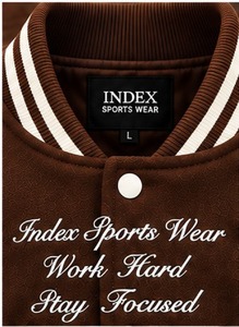 Chaqueta Varsity para Hombre Indao, Estilo Preppy, Logotipo Bordado, Cuello Camisero, Corte Regular, para Otoño - Product Image 6