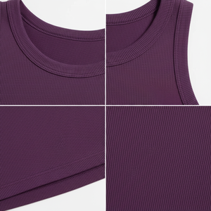 Women Sexy Summer Breathable Ribbed Knitted Solid Regular Tank <b>Top</b> Short Polyester Cotton Spandex Anti Pilling Quick Dry - Product Image 4