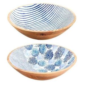 Bol à salade en bois moderne abstrait émaillé, écologique, fait main, biodégradable, résistant à la chaleur, compatible lave-vaisselle, jetable - Product Image 1