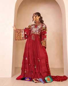 Hot Selling Latest Designs Breathable Floor-Length A-Line Floral Print 100% Silk Afghan Kuchi <b>Dresses</b> Women Wholesale <b>Dresses</b> - Product Image 5