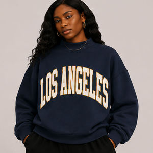 <span class=keywords><strong>Felpa</strong></span> Personalizzata con Stampa Vintage <span class=keywords><strong>Los</strong></span> <span class=keywords><strong>Angeles</strong></span>, Collo Alto, Stile Varsity, Colore Grigio Mélange - Product Image 1