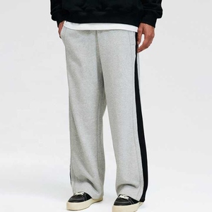 Pantalon de survêtement gris pour homme, coupe large, taille élastique, décontracté, respirant, 100 % coton tricoté, automne - Product Image 4
