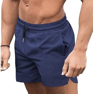 Short de bain bleu uni pour homme, en coton et polyester, de haute qualité, respirant, pour la plage et la natation - Product Image 3