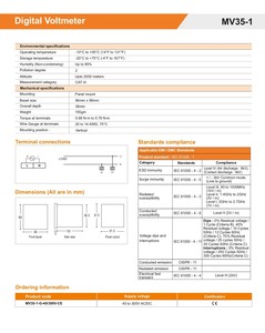 Voltmètre numérique Selec MV35-1-G-40/300V-CE 1Ø avec affichage LED, alimentation auxiliaire de 40 à 300V AC/DC - Product Image 2