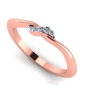 Trendy Rose Gold <b>Open</b> Band <b>Ring</b>, Flowing Design with Diamond Cluster Embellishment, 0.35 Carat Total Diamond Weight - Product Image 1