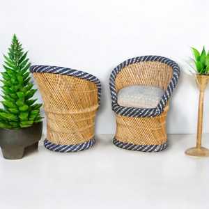 Silla de Jardín Sarkanda Ecológica y Cómoda con Respaldo Curvo, 2 Piezas, Silla de Exterior Tradicional, Portátil, Vintage - Product Image 3