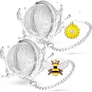 Ensemble d'infuseurs à thé en acier inoxydable TeaSanavie, 2 boules à thé avec breloques abeille et fleur pour savourer le thé en vrac - Product Image 1