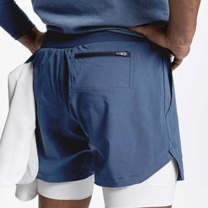 Short de sport classique à double couche pour hommes avec poches zippées Vêtements d'entraînement de fitness d'été pour la course à pied Service OEM disponible - Product Image 6