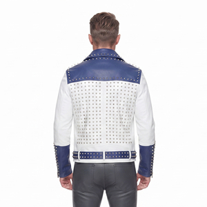 Veste en cuir véritable premium pour homme avec fermeture éclair, logo sur le devant, imperméable, prête pour l'hiver - Product Image 2