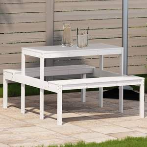 Table de pique-nique élégante en pin massif blanc, taille standard, mobilier d'extérieur - Product Image 1