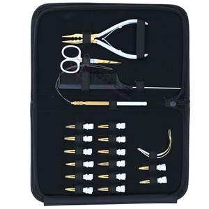 Kit de Herramientas Comerciales para Extensiones de Cabello con Alicates de Crimpado de Microperlas de 3 Orificios de Acero Inoxidable, Herramientas Aplicadoras de Microenlaces y Peine de Cola - Product Image 1