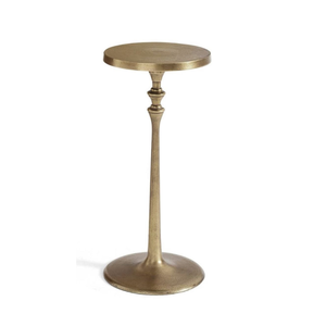 Antique Gold Round Accent <b>Table</b> with <b>Slim</b> Pedestal Stand | Elegant Metal Occasional <b>Table</b> for Living Room, Bedroom, Sofa, Lounge - Product Image 1