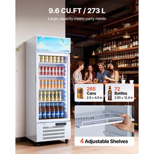 Refrigerador Comercial con Puerta de Vidrio, Enfriador de Bebidas Vertical de 9.6 Pies Cúbicos - Product Image 2
