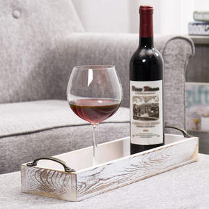 Elegante bandeja rectangular de madera de mango con asas de metal Bandeja larga de madera multiusos para la decoración del hogar del hotel y servir al por mayor - Product Image 5