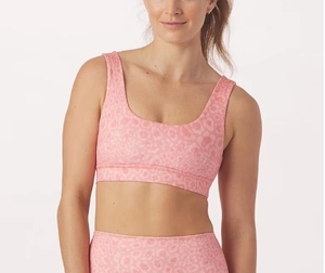 Sujetador deportivo con estampado de leopardo rosa para mujer, top acolchado sin costuras para entrenamiento, ropa deportiva para gimnasio - Product Image 5