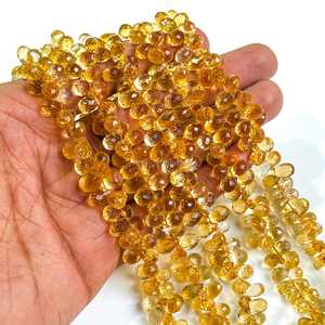 Perles de citrine naturelle facettées en forme de goutte, perles de pierres précieuses de citrine AAA, 7x10 mm, perles de citrine de haute qualité pour la création de bijoux, 8 pouces - Product Image 3