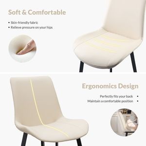 Set di Sedie da Pranzo Moderne in Pelle PU Beige con Gambe in Metallo per Cucina, Ristorante, Soggiorno e Sala Riunioni - Product Image 6