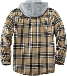 Veste d'hiver pour homme en flanelle de coton avec capuche, épaisse, style chemise patchwork, pour l'extérieur, avec logo personnalisé gratuit, vente en gros - Product Image 1