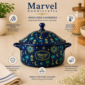 <b>Marvel</b> Handicrafts Ramadan Moon Palm Lantern <b>Print</b> Insulated Steel Casserole Hot Pot with Lid Premium Food Warmer for Dining - Product Image 5