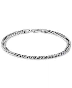 Pulsera de Eslabones Cubanos para Hombre en Plata Esterlina y Plata Esterlina Chapada en Oro 18k | Macy's - Product Image 2