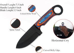 Cuchillo Skinner Profesional de Acero de Alto Carbono 1095 con Agarre para Dedos, para Caza, Camping y Uso Diario (EDC), con Espiga Recta y Bisel, Funda de Madera Pakka, OEM - Product Image 6