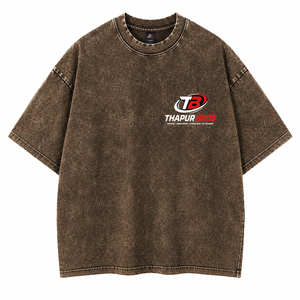 เสื้อยืดโอเวอร์ไซส์คอโอ แบรนด์ Thapur Bros ผ้าคอตตอนฟอกสี 240 GSM หนานุ่ม สไตล์สตรีทแฟชั่น ทรงไหล่ตก เสื้อผ้าผู้ชายสั่งทำพิเศษ - Product Image 5