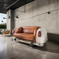 Ensemble de canapés de salon en cuir véritable au design industriel moderne, sectionnel en acier inoxydable, mobilier de maison