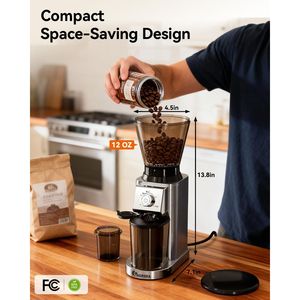 Macinacaffè Manuale per Uso Domestico con 48 Impostazioni di Macinatura Precise, Macinino per Chicchi con Imbuto Antistatico Rimovibile e Supporto - Product Image 2